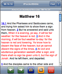 IMage: Screenshot of iPocketBible from Laridian, via Laridian